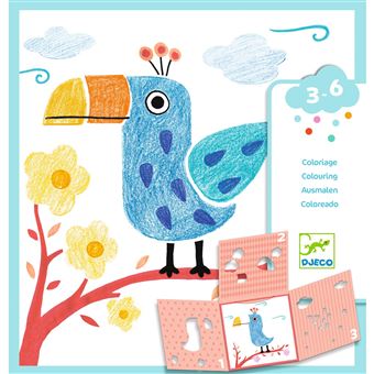 Djeco Kinder-Malbuch - 3 Schablonen für ein Bild - 1
