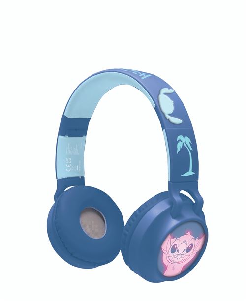 Lexibook Casque Lumineux Pliable Bluetooth Et Filaire Avec Un Design 3D De L''Univers De Stitch Avec Limitation Du Volume