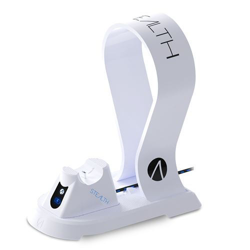 Station De Charge Just For Games Stealth Sp-C60 V Avec Stand Pour Casque De Gaming Pour Ps5 Blanc