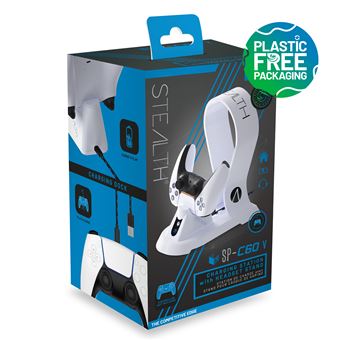 Station de charge Just For Games Stealth SP-C60 V avec stand pour Casque de gaming pour PS5 Blanc