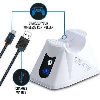 Station de charge Just For Games Stealth SP-C60 V avec stand pour Casque de gaming pour PS5 Blanc