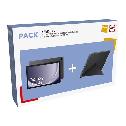 Pack Tablette Tactile Samsung Tab A9+ 11" WiFi 128 Go Anthracite + Book Cover Hybride Noir