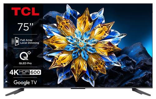 TV LED Tcl 75C655 Pro 190 cm 4K UHD 2024 Aluminium brossé