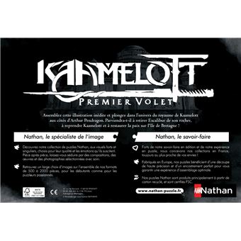 Puzzle 500 Pièces Nathan Arthur et Excalibur Kaamelott
