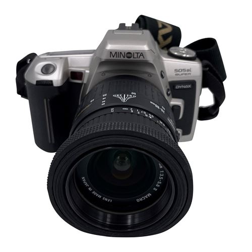 Appareil photo argentique Minolta Dynax 505si Super 28-80mm f3.5-5.6 II Zoom Macro Aspherical Gris et noir Reconditionné