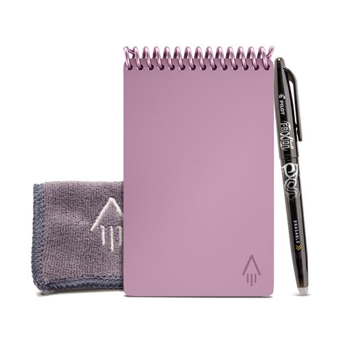 Carnet RocketBook Core Mini Bloc-Notes Connecté A6 Réutilisable 48 Pages avec Stylo et Serviette en Microfibre Rose