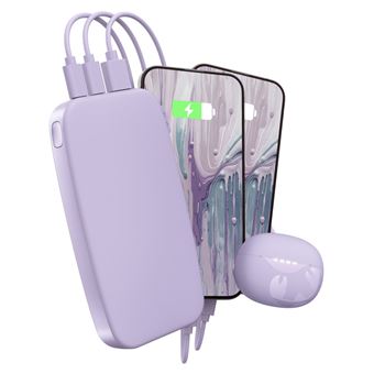 POWERBANK 18000MAH Batterie rechargeable de poche - Dreamy Lilac - 2PB18100DL2.Charge ultra rapide avec 20 W Power Delivery.Chargez jusqu''a 50 % en 30 min. 6 fonctions de securite. Approuvee par les compagnies aerien.