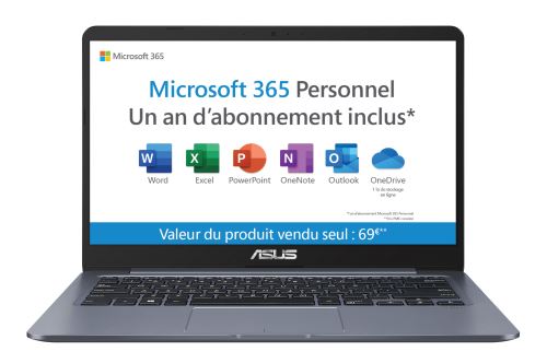 PC Ultra-Portable Asus E406MA-EK107TS 14 FHD Intel Pentium Silver N5000 4 Go RAM 64 Go eMMC Gris étoile