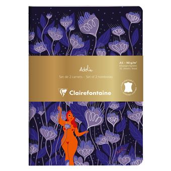 Set de 2 carnets cousu fil A5 Clairefontaine Adolie 64 pages lignées - 1
