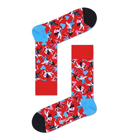 Pack de 2 paires de chaussettes hautes Happy Socks I love you Taille 41-46 Rouge et Noir