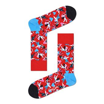 Pack de 2 paires de chaussettes hautes Happy Socks I love you Taille 41-46 Rouge et Noir