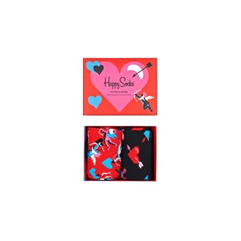 Pack de 2 paires de chaussettes hautes Happy Socks I love you Taille 41-46 Rouge et Noir