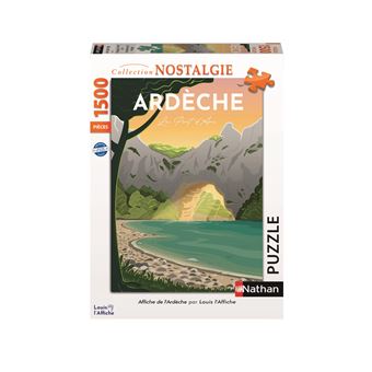 Nathan - Puzzle 1500 pieces - Affiche de l''Ardeche / Louis l''Affiche - Adultes et enfants des 14 ans - Puzzle de qualite superieure - Collection Nostalgie - 87828