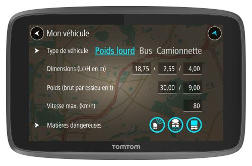 GPS Poids Lourds TomTom Go Professional 6250 6 Cartographie Europe 49,Traffic et Zones de danger à vie via carte SIM intégrée