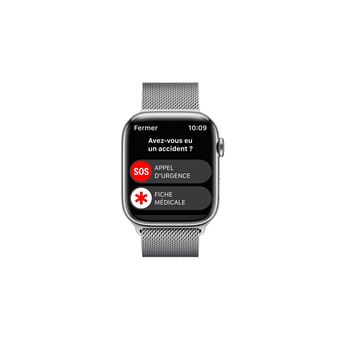 Apple Watch Series 8 GPS + Cellular, boîtier Acier inoxydable argent 45mm avec Boucle Milanaise Argent