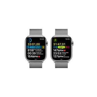 Apple Watch Series 8 GPS + Cellular, boîtier Acier inoxydable argent 45mm avec Boucle Milanaise Argent