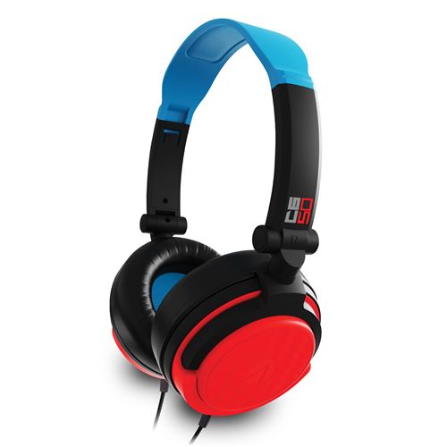 Casque pour console Just For Games Stealth C6-50 pour Nintendo Switch/Xbox/Playstation/PC Bleu Néon et Rouge