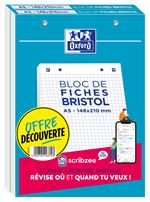 Lot 2 Blocs fiches Bristol A5 perforées Oxford Q5