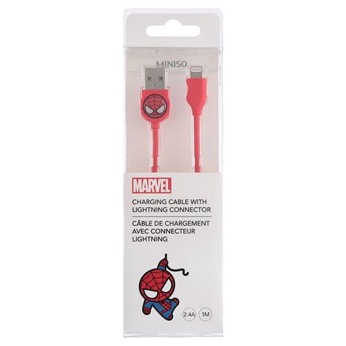 Câble de charge Lightning Miniso Marvel Rouge Design Spiderman 100 cm