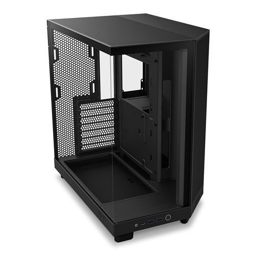 Boîtier PC NZXT H6 FLOW moyen tour noir avec panneau latéral et avant verre trempé