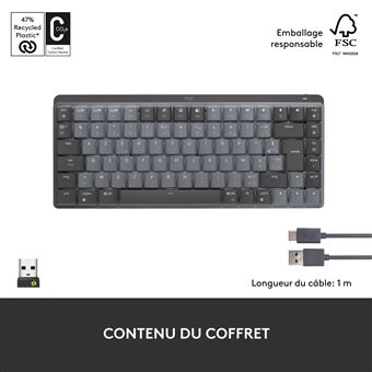Tbest Mini clavier, mini clavier sans fil rétroéclairé noir 2,4 G
