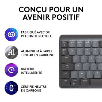 Mini Clavier Azerty sans fil rétroéclairé Wifi Logitech MX Mechanical Noir