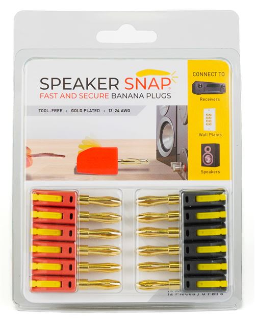 Pack de 12 fiches banane clipsable Speaker Snap Jaune et