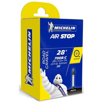 Chambre à air Michelin Airstop Butyl 700 x 25/30c FV 40mm Noir et Gris