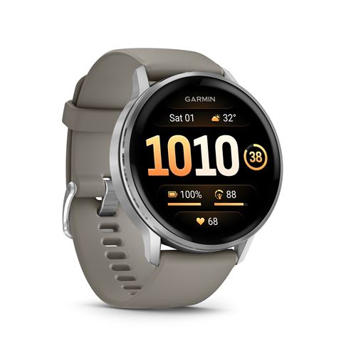 Montre connectée Garmin Venu 4 45 mm Noir et Argent avec bracelet silicone Gris - Garmin