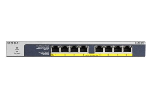 Switch réseau Netgear GS108PP Gigabit Ethernet 8 ports Gigabit Noir