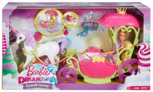Avec Cheval Barbie Carrosse Licorne Acheter Cheval Et Carrosse Rose De La  Princesse Juguetilandia