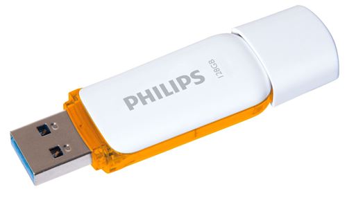 Clé Usb 3.0 Philips Fm12Fd75B/00 Snow Edition 128 Go Blanc Et Orange