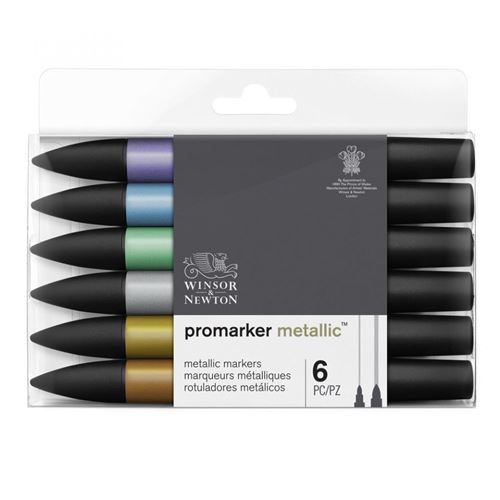 Blister Promarker Winsor & Newton 6 marqueurs Méttaliques