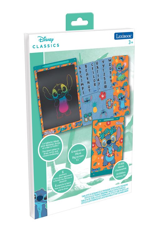Tablette à dessins éducative électronique avec pochoirs Lexibook Stitch 28 cm