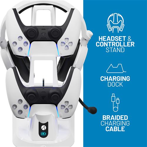 Station ultime gaming blanche pour PS5 Stealth SX-C160V, Chargeur +  Batterie + Casque Premium +