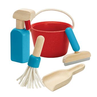 HOMCOM Ensemble de nettoyage pour enfants chariot de ménage nombreux  accessoires âge approprié de 3-6 ans balai réglable jouet éducatif  boîte-cadeau inclus vert rouge blanc