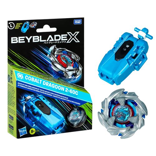 Jeu De Plein Air Beyblade X Pack De Lanceur À Corde À Rotation Gauche Deluxe Cobalt Dragoon 2-60C