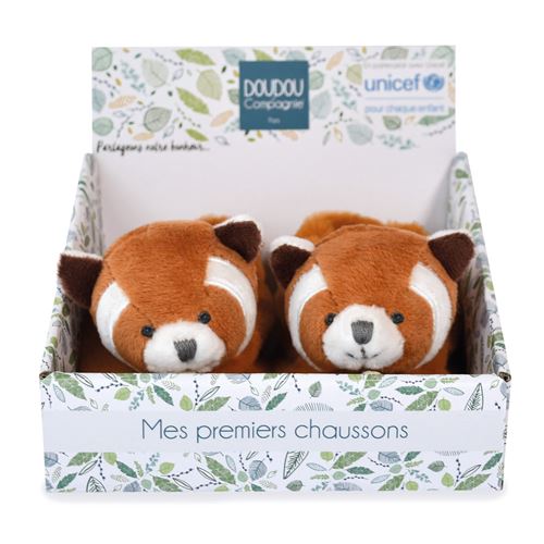 Jeu d'éveil Doudou et Compagnie Unicef Chaussons Panda Roux