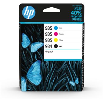 Pack de 4 Cartouches d'encre HP 934 Noir + HP 935 Cyan Magenta Jaune - 1