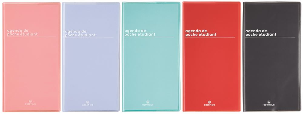 Agenda Semainier Oberthur Rentrée 2025-2026 – Couverture Boréal Rouge 16x24 Cm – Français/Anglais/Allemand