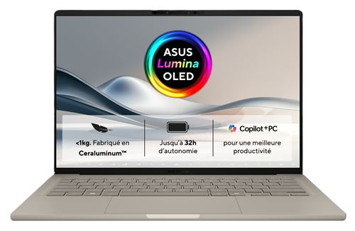 PC portable Asus Zenbook A14 UX3407QA-QD219W 14 Copilot+ Qualcomm Snapdragon® X 16 Go RAM 512 Go SSD Beige
