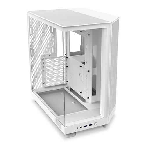 Boîtier PC NZXT H6 FLOW moyen tour blanc RGB avec panneau latéral et avant verre trempé