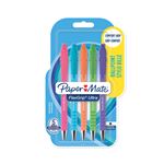 Stylo-Bille Flexgrip Brights Retractable - Pointe Moyenne - Encre Noire - Corps : Bleu vif, Vert vif, Orange vif, Rose vif, Violet brillant - Blister de 5
