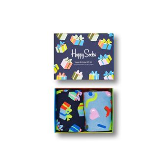 Pack de 2 paires de chaussettes hautes Happy Socks Happy Birthday Taille 41-46 Bleu et Noir