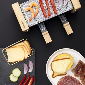 Raclette H.Koenig WOD2 et Pierre à cuire 350 W Gris et Beige