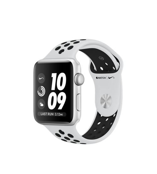 Apple Watch Nike 42mm Kast Zilverkleurige Aluminium + Pure Platinum Zwart Sportbandje