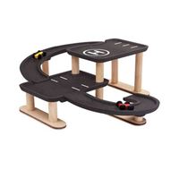 Mamabrum Garage Voitures En Bois Parking 3 Niveaux | Jeu D'Imitation Piste D'Atterrissage Station D'essence & Car Wash | Accessoires: 2 Voitures Amp Helicoptere Peintures Ecologiques Certifie Ce Amp En