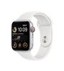 Apple Watch SE GPS + Cellular 2ème génération, boîtier Aluminium Argent 44mm avec Bracelet Sport Blanc