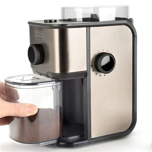 Moulin à Café Électrique Black+Decker BXCG151E - 200g 14 Niveaux De Mouture - Acier Inox Pour Café Frais