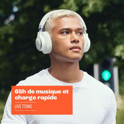 Casque audio arceau sans fil - JBL Live 770NC - blanc   -  Shopping et Courses en ligne, livrés à domicile ou au bureau, 7j/7 à la  Réunion